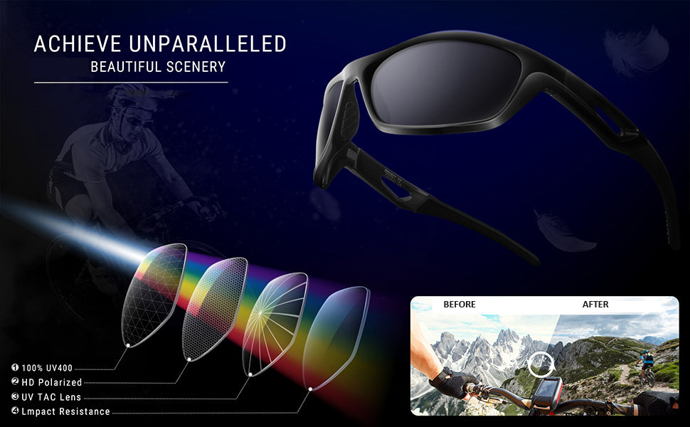  Polarized Sports Sunglasses with UV protective TAC