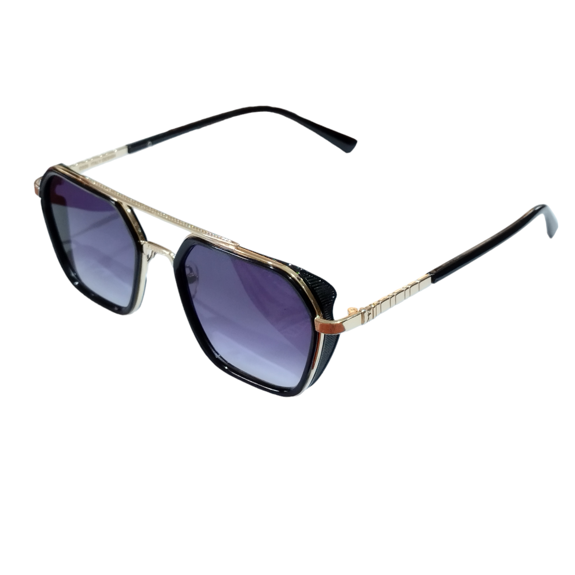 Stylish Designer Hexagon Black Gold Unisex Sunglasses for Men Women Glasses India Online