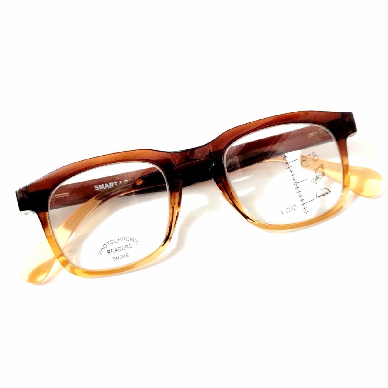 Brown Frame Photochromic Progressive Multifocal Reading Glasses Power +1.00