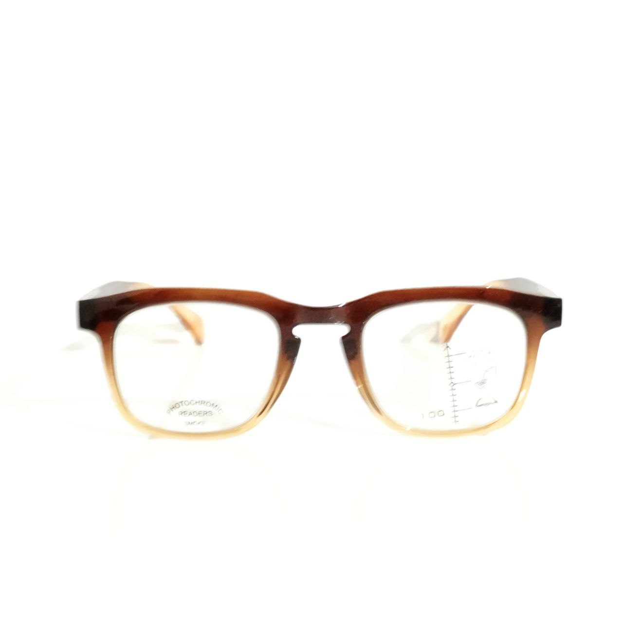 Brown Frame Photochromic Progressive Multifocal Reading Glasses Power +1.00