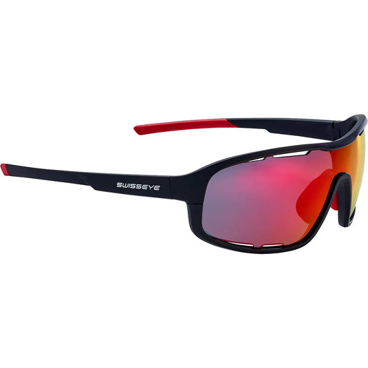 Ventilated Matte Black and Red Shatterproof Frame Sports Glasses with UV Protection Revo Lens