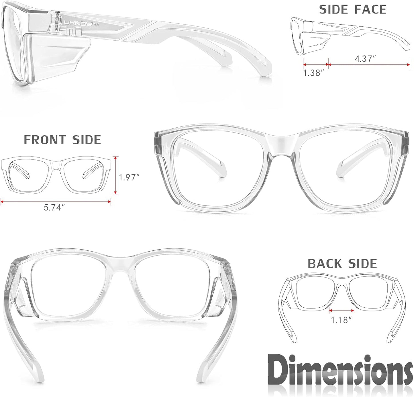 EYESafety Prescription Safety Glasses with Side Shields Clear Transparent Glasses