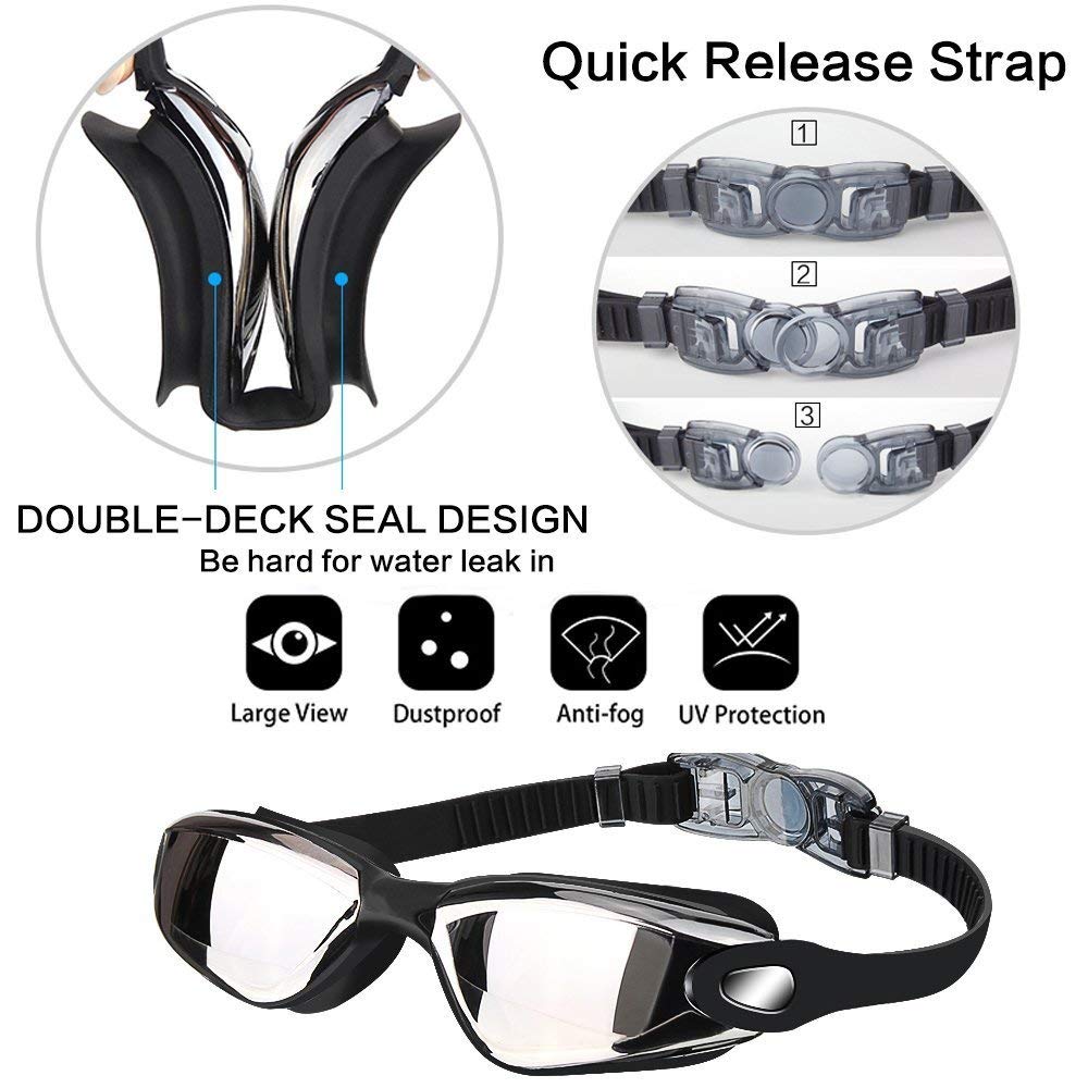 Anti Fog UV Protection Mirrored Swimming Goggles For Men Women With Re Glasses India Online