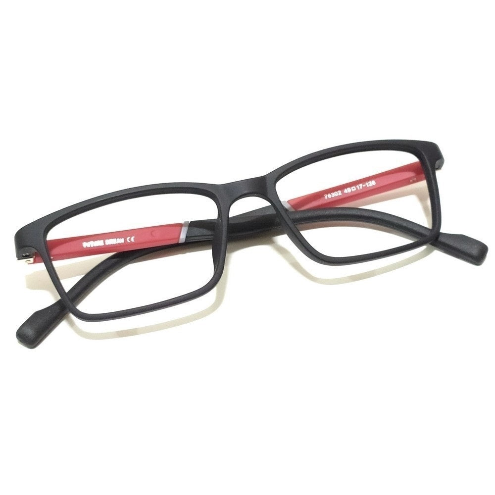 Black Red Rectangle Kids Spectacle Frames Glasses for Kids 76302C6 for 3 - 8 Year Children