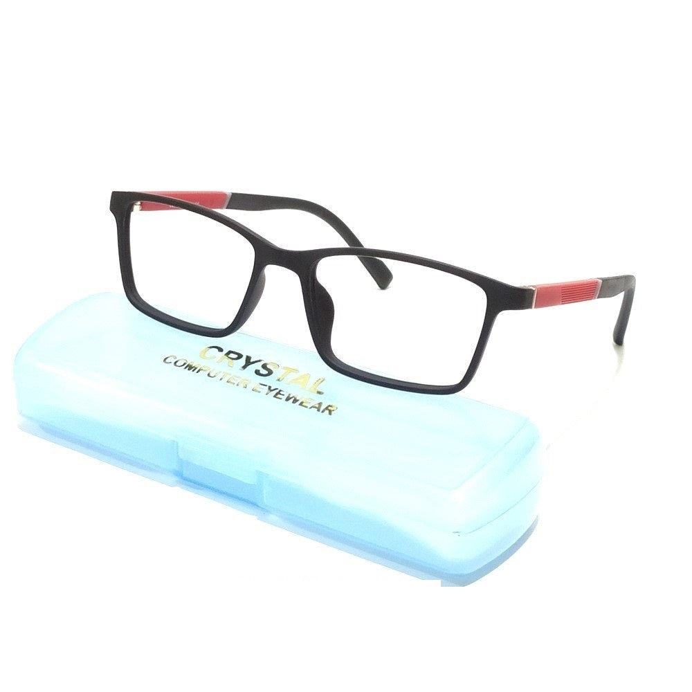 Black Red Rectangle Kids Spectacle Frames Glasses for Kids 76302C6 for 3 - 8 Year Children