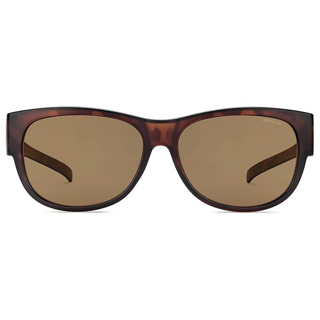 Brown Polarized Rounded Square Unisex Fitover Over the Specs Sunglasses