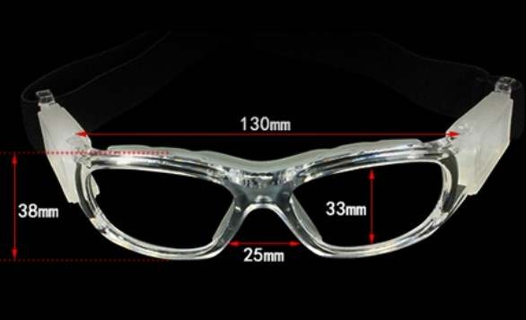 Black Kids Prescription Sports Glasses Size Dimensions