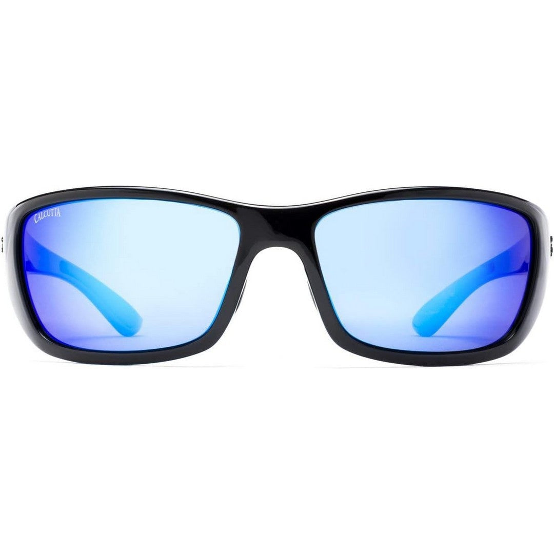 Black Frame Blue Mirror Polarized Sunglasses For Sports Driving Cycling