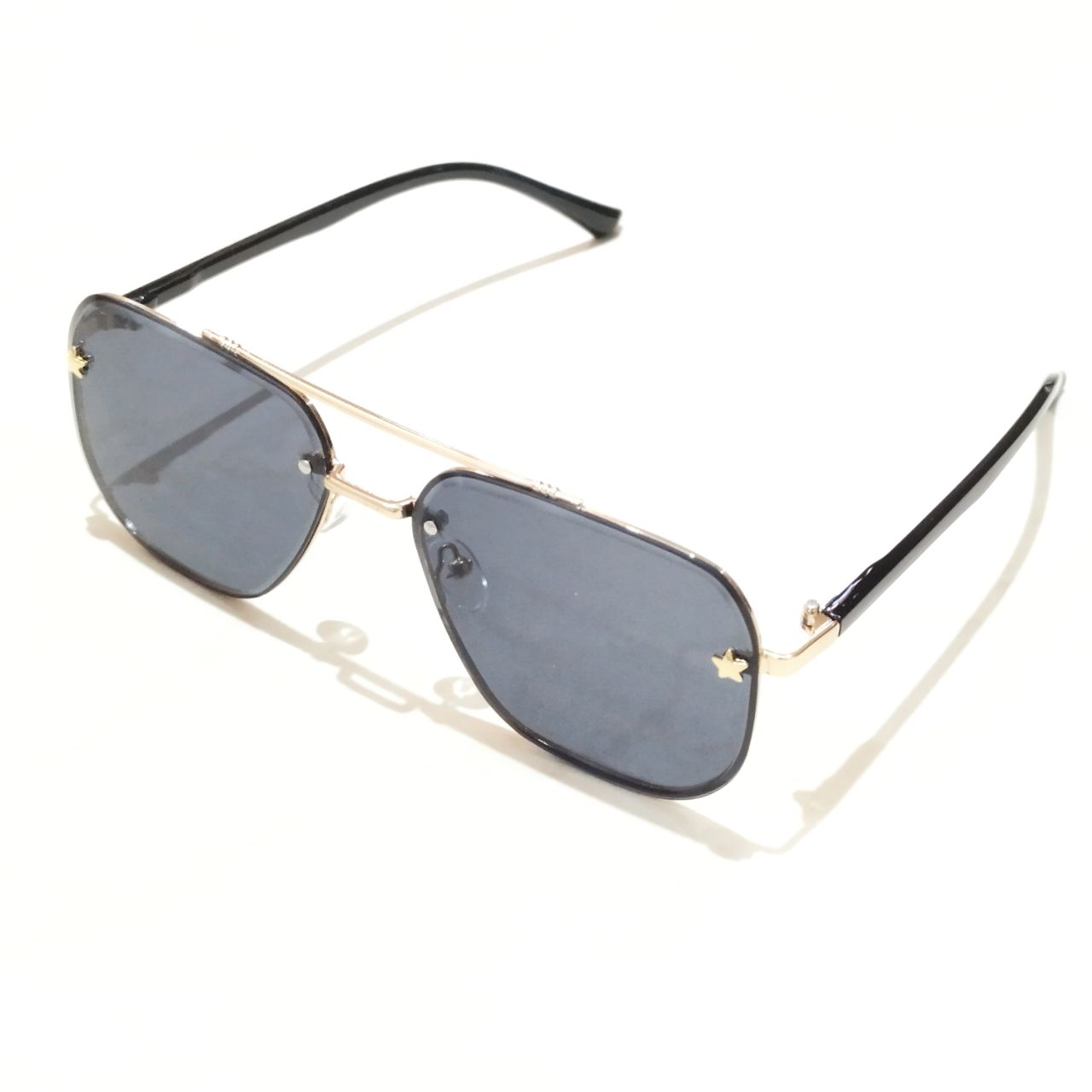 Stylish Designer Black Gold Square Pilot Sunglasses for Men Women