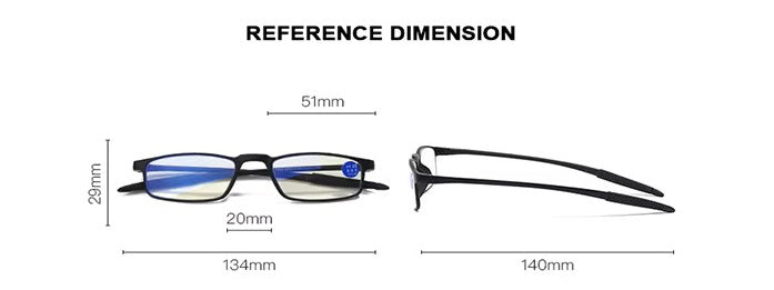 Black Flexible Memory Anti Blue Light Reading Glasses