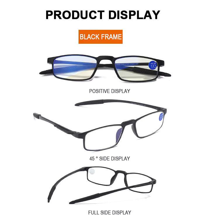 Black Flexible Memory Anti Blue Light Reading Glasses