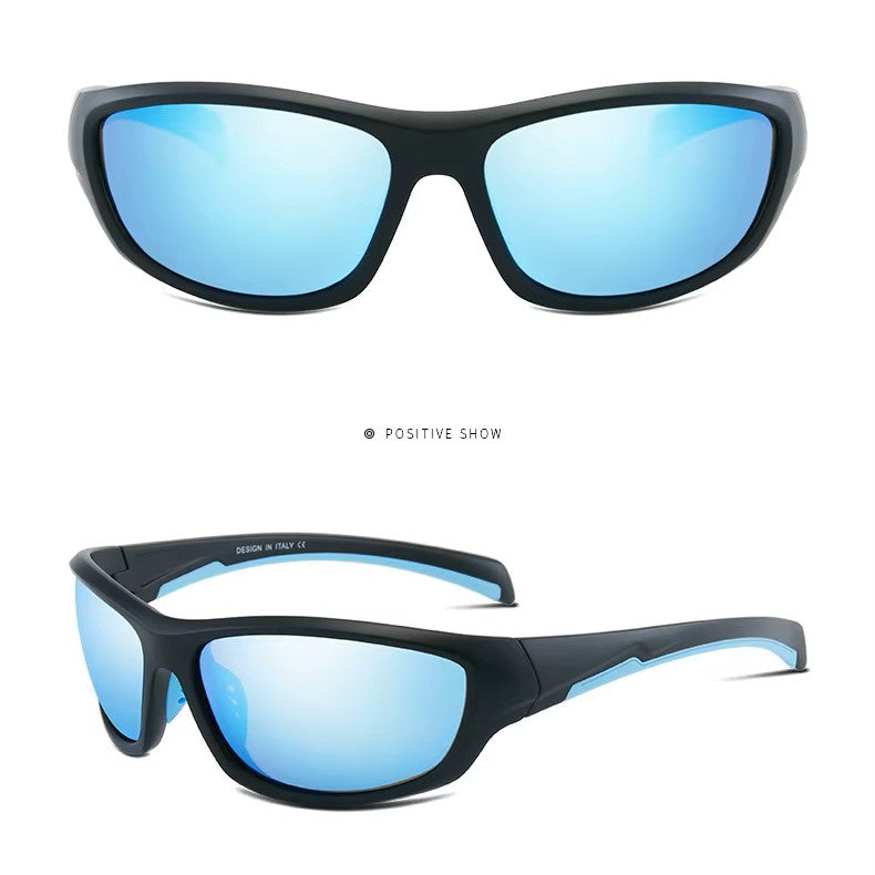 Premium Blue Mirror Polarized Wraparound Sunglasses