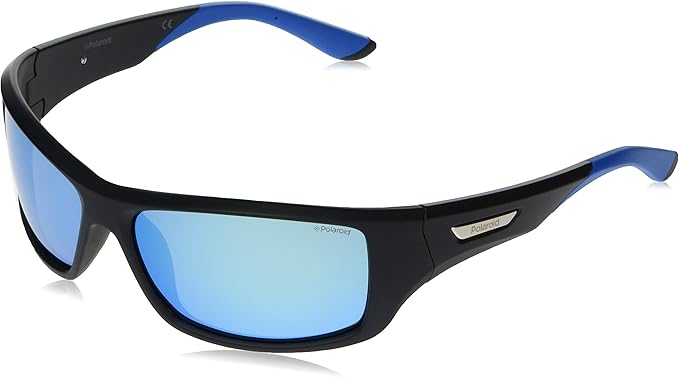 Blue Mirrored Polarized Sports Sunglasses