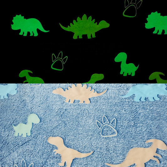 Dino Glow in The Dark Blanket for Kids Flannel Throw