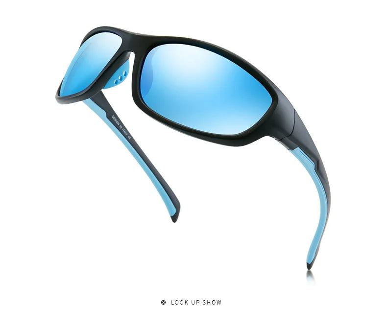 Premium Blue Mirror Polarized Wraparound Sunglasses