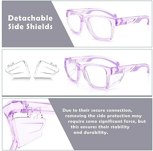 EYESafety Prescription Safety Glasses with Side Shields Purple Transparent Glasses