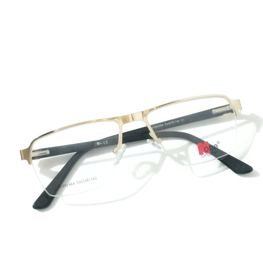 Luxury Executive Rectangle Gold Half Frame Supra Glasses