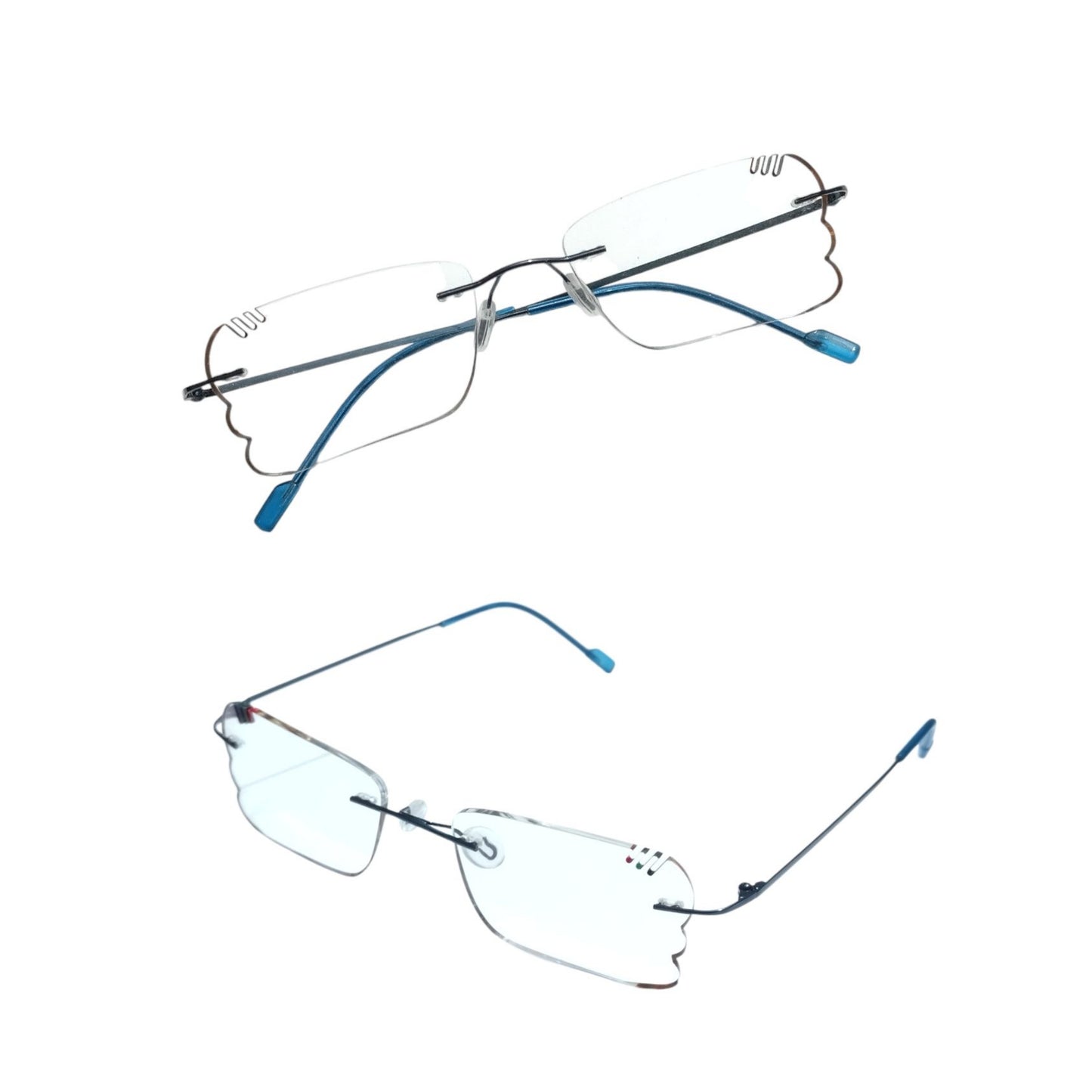 Sleek and Modern Rimless Eyewear with Unique Edge Detailing