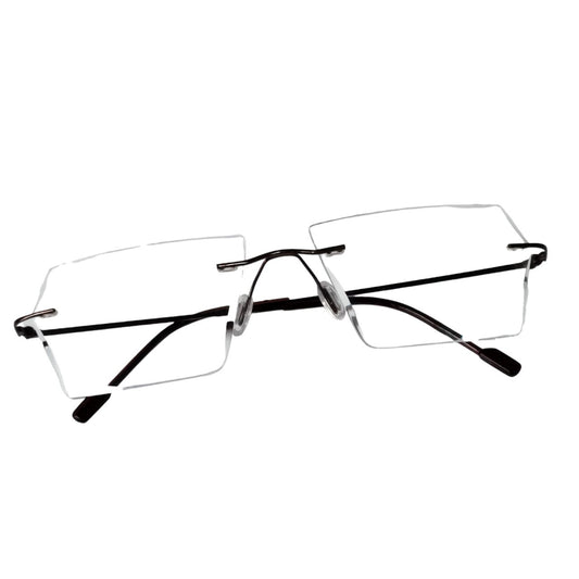 Luxury Executive Brown Rimless Glasses with Laser-Cut Edges