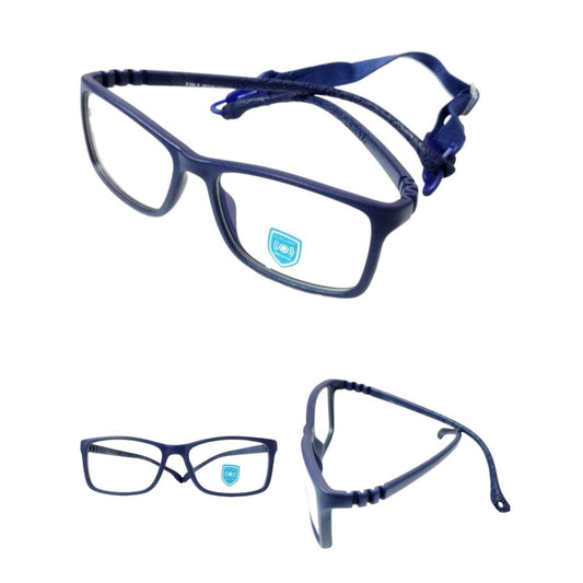 Dark Blue Unbreakable Kids Flexible Rectangle Glasses Age 4 to 7 Years