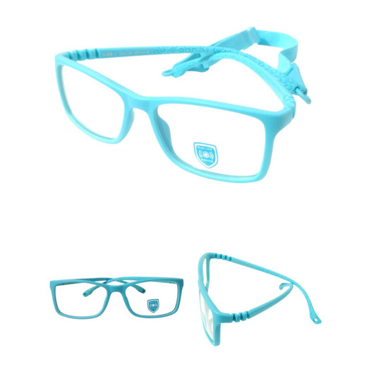 Light Aqua Blue Unbreakable Kids Flexible Rectangle Glasses Age 4 to 7 Years