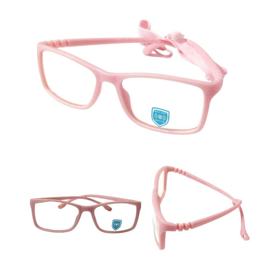 Light Pink Unbreakable Kids Flexible Rectangle Glasses Age 4 to 7 Years