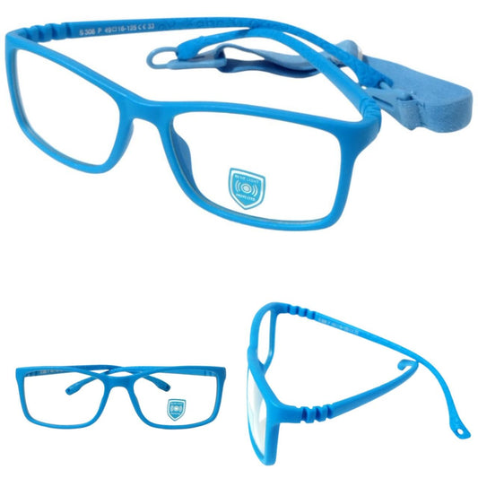 Sky Blue Unbreakable Kids Flexible Rectangle Glasses Age 4 to 7 Years