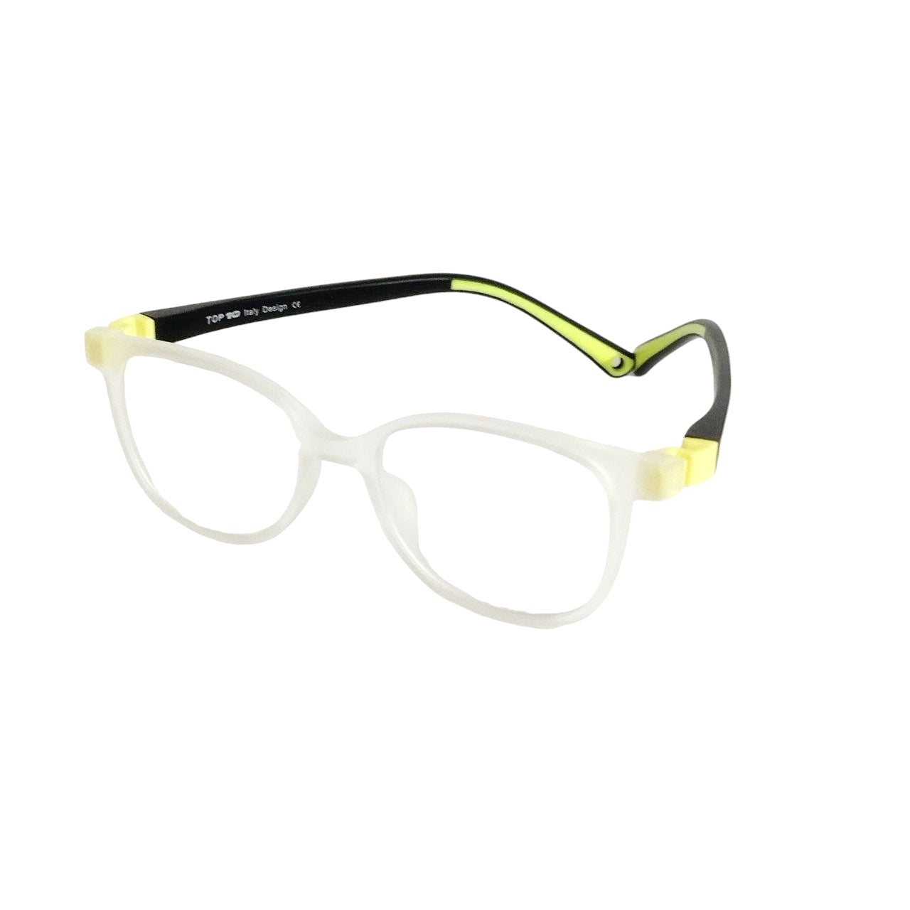 Matt White Yellow Square Glasses for Kids 6-10 Years