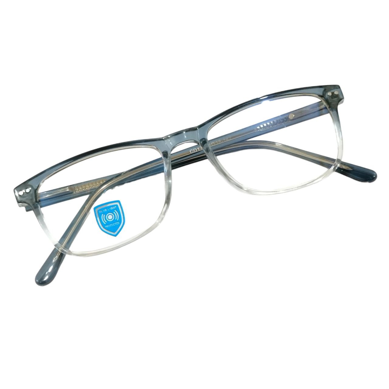 Luxury Stylish Rectangle Full Frame Blue Light Filter Glasses Grey Gradient Clear Bottom M17