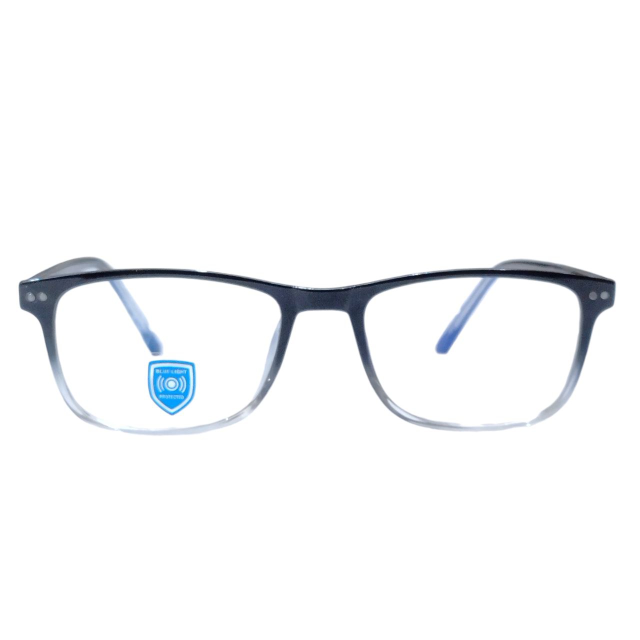 Luxury Stylish Rectangle Full Frame Blue Light Filter Glasses Black Gradient Clear Bottom M17