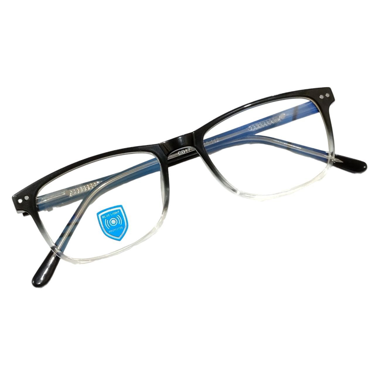 Luxury Stylish Rectangle Full Frame Blue Light Filter Glasses Black Gradient Clear Bottom M17