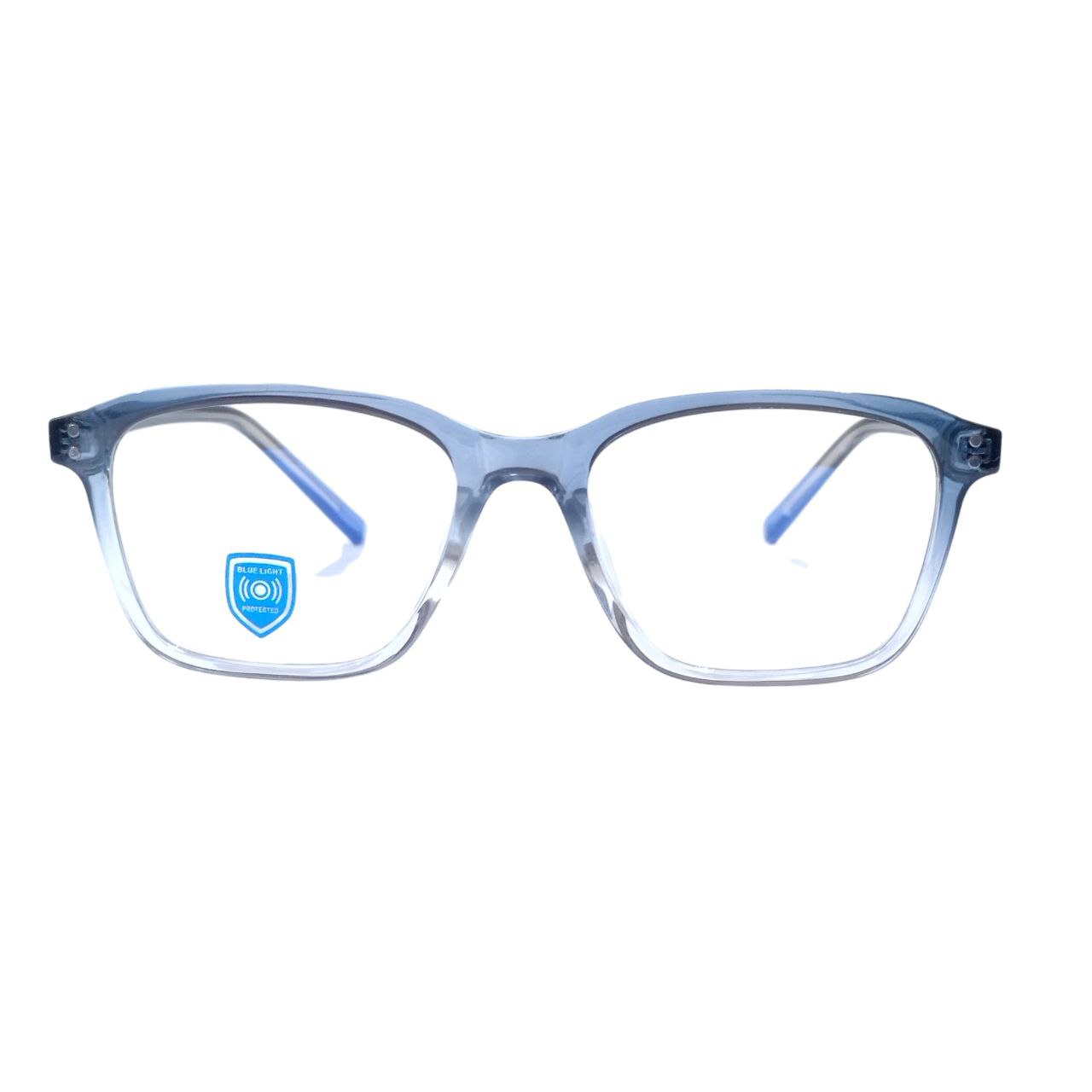 Luxury Stylish Square Full Frame Blue Light Filter Glasses Grey Gradient Clear Bottom M16