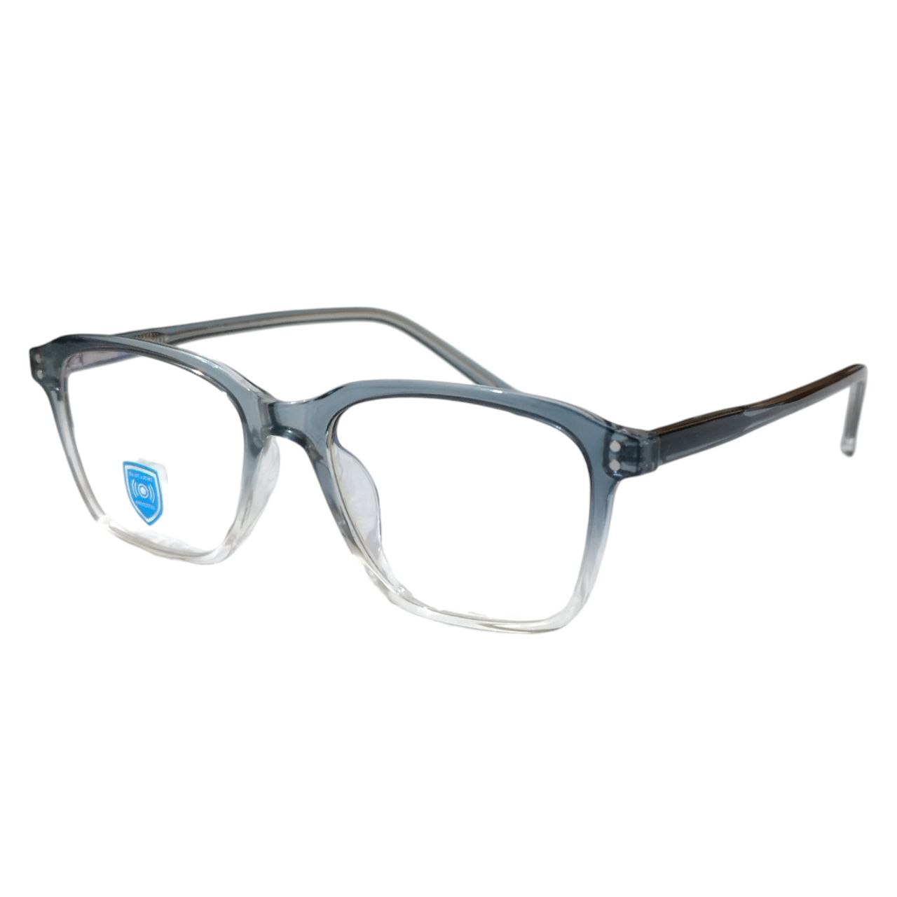 Luxury Stylish Square Full Frame Blue Light Filter Glasses Grey Gradient Clear Bottom M16