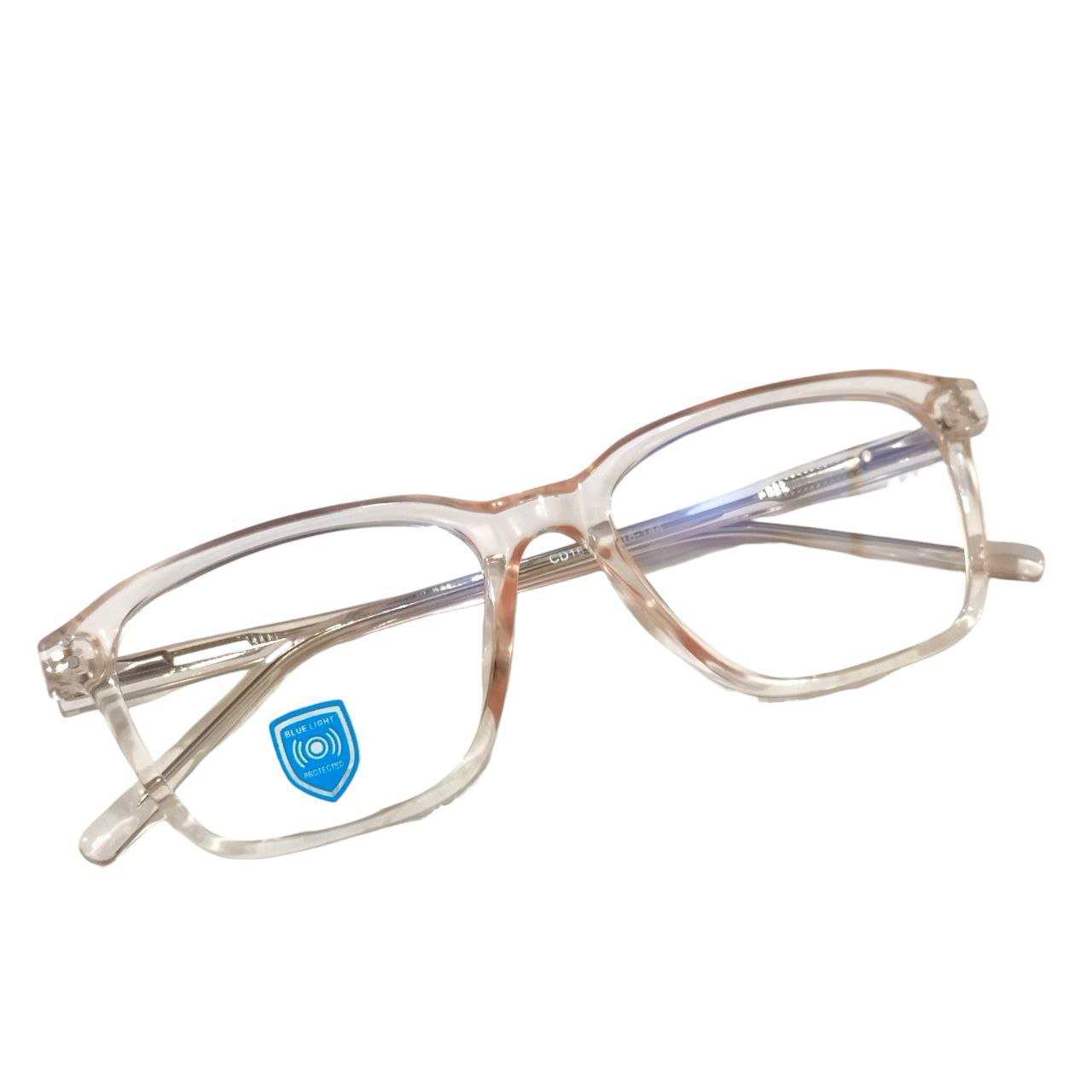 Luxury Stylish Square Full Frame Blue Light Filter Glasses Transparent Gold M16