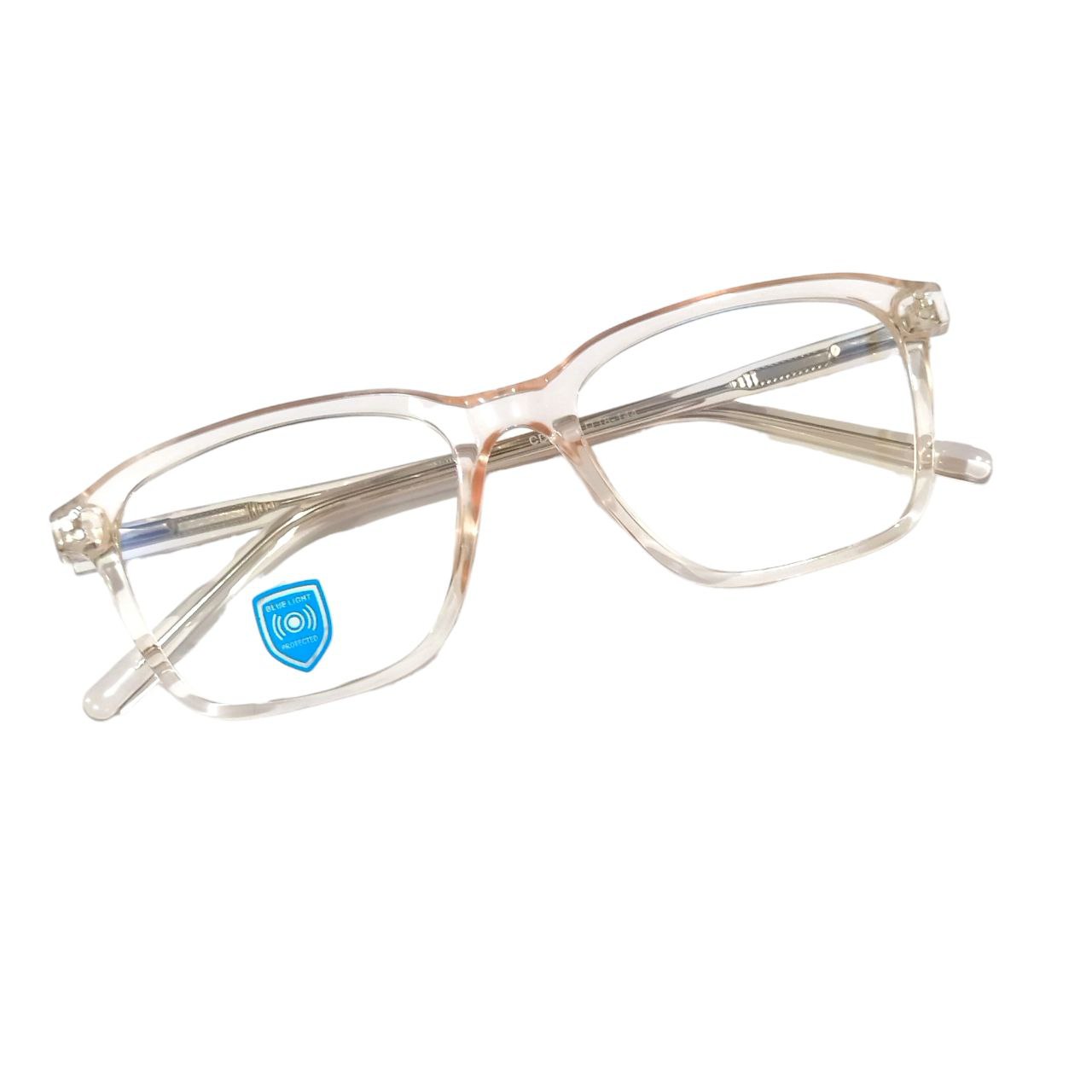 Luxury Stylish Square Full Frame Blue Light Filter Glasses Transparent Gold M16