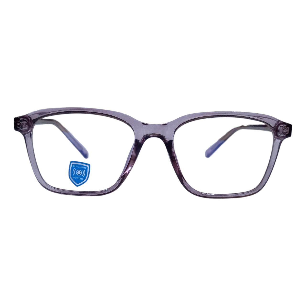 Luxury Stylish Square Full Frame Blue Light Filter Glasses Transparent Purple M16