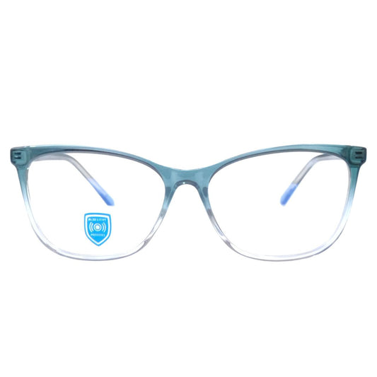 Luxury Cat Eye Full Frame Blue Light Filter Glasses Gradient Green Clear Bottom M15