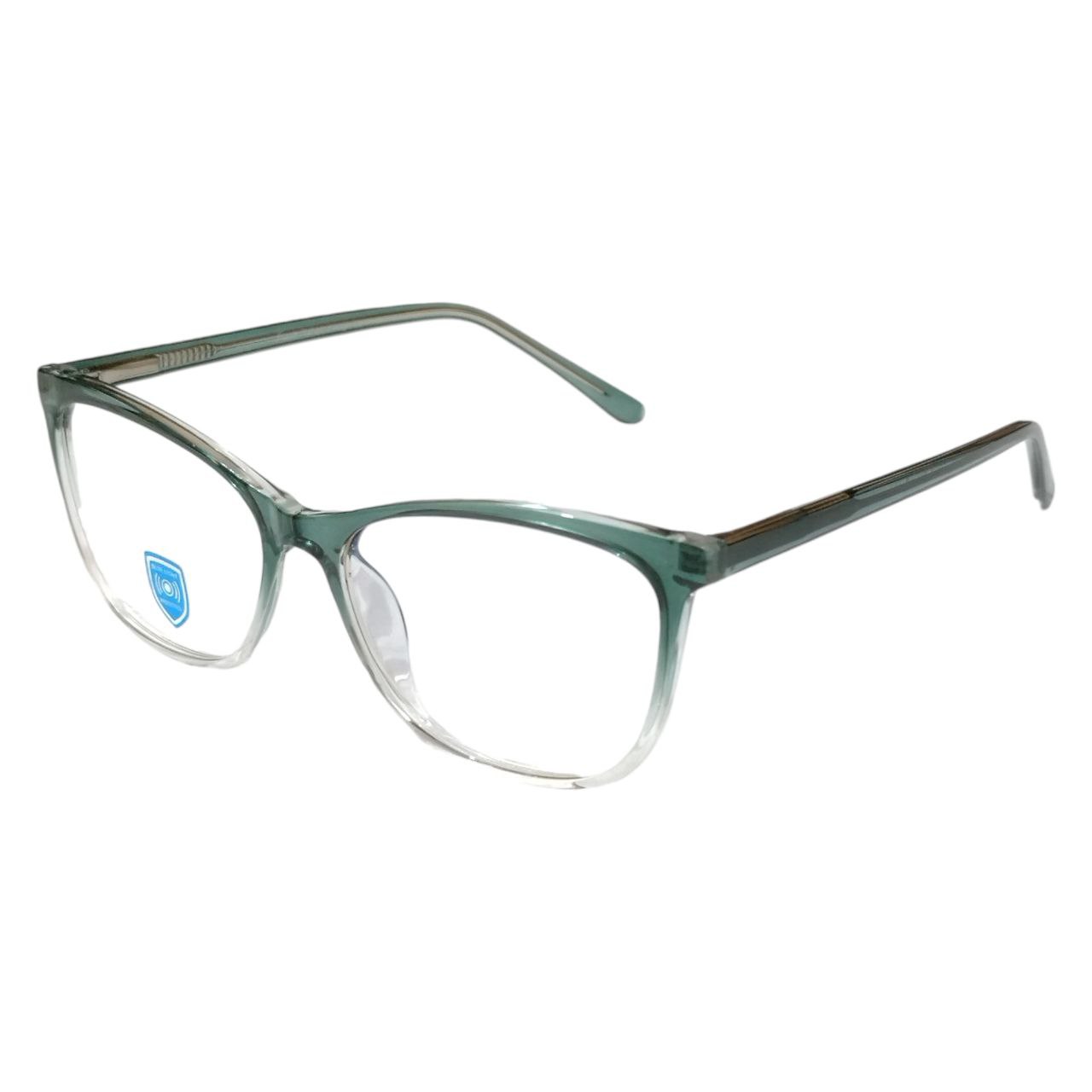 Luxury Cat Eye Full Frame Blue Light Filter Glasses Gradient Green Clear Bottom M15