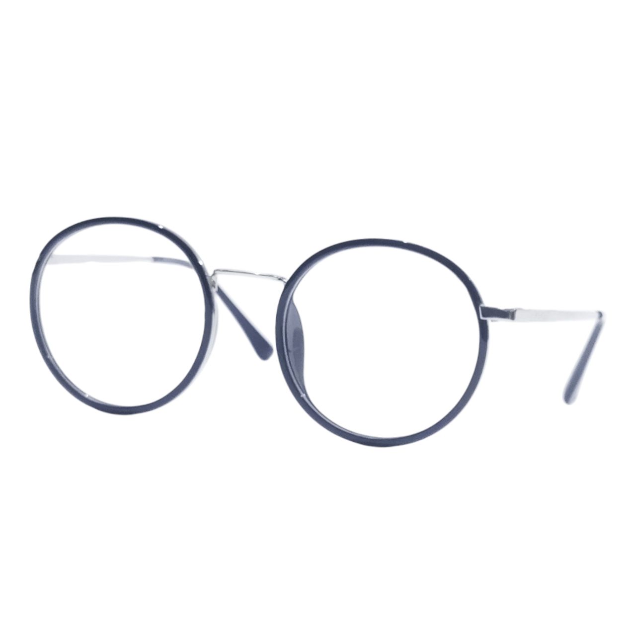 Black Silver Round Frame Glasses