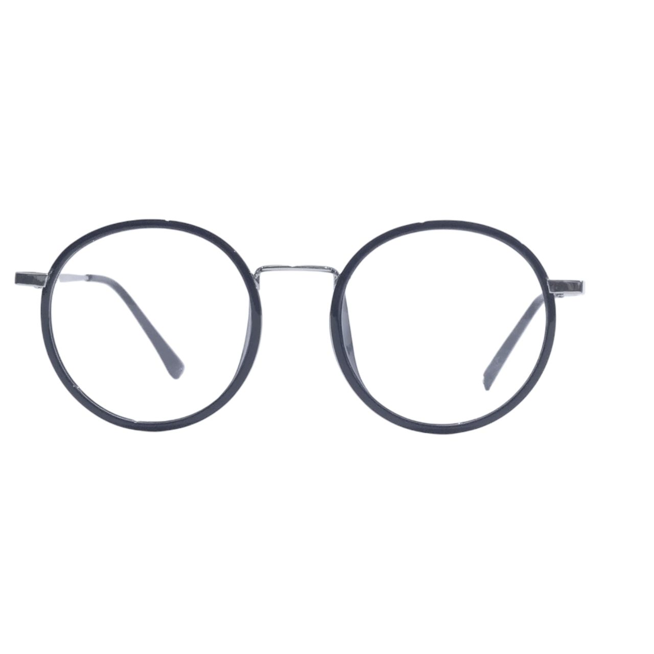 Black Silver Round Frame Glasses