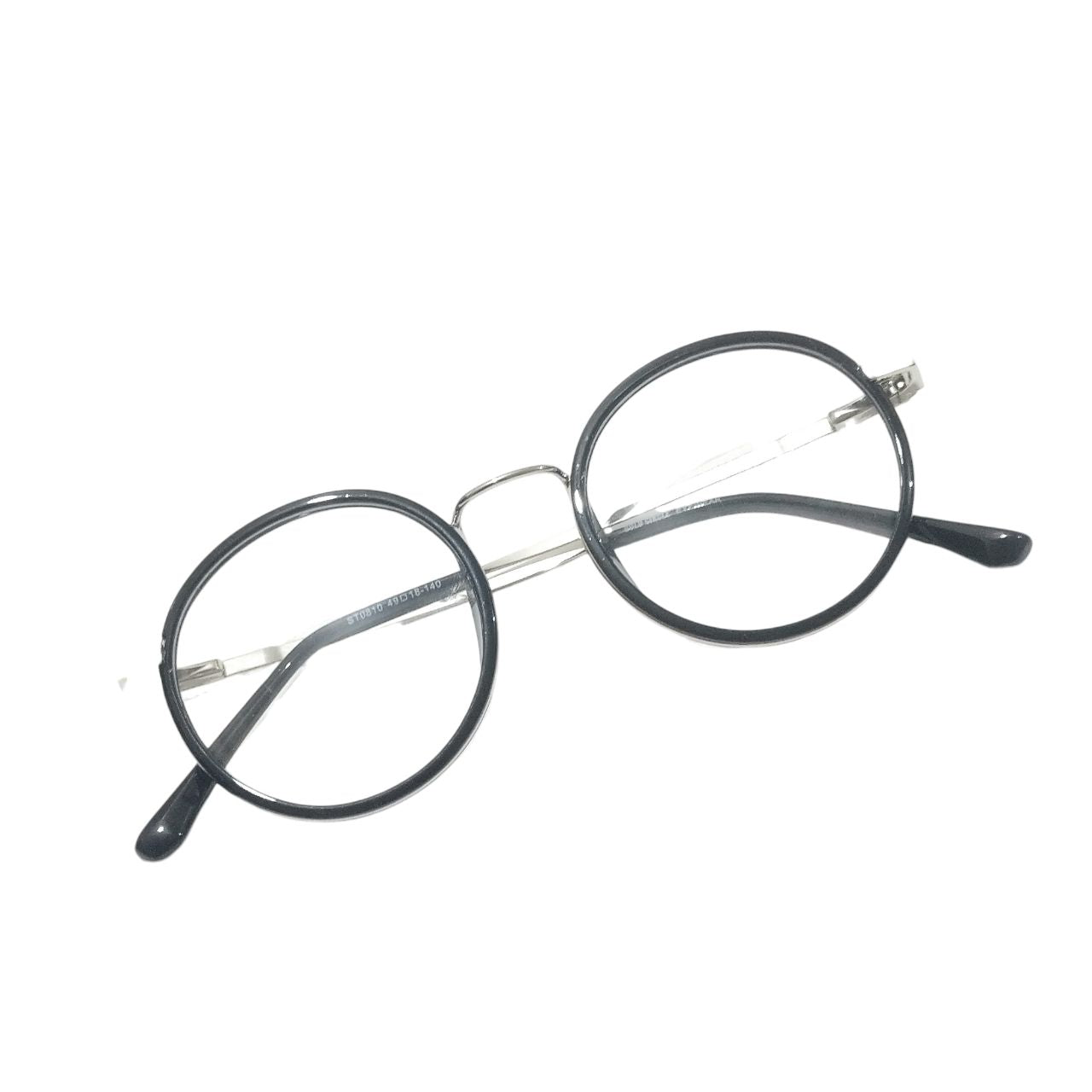 Black Silver Round Frame Glasses