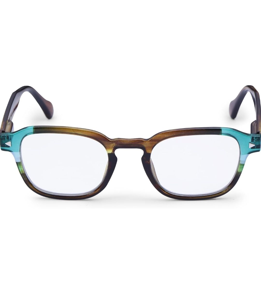 Luxury Gradient Brown to Aqua Rectangular TR90 Glasses with Blue Light Filter Progressive Glasses