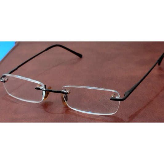 Grey Rectangle Rimless Reading glasses