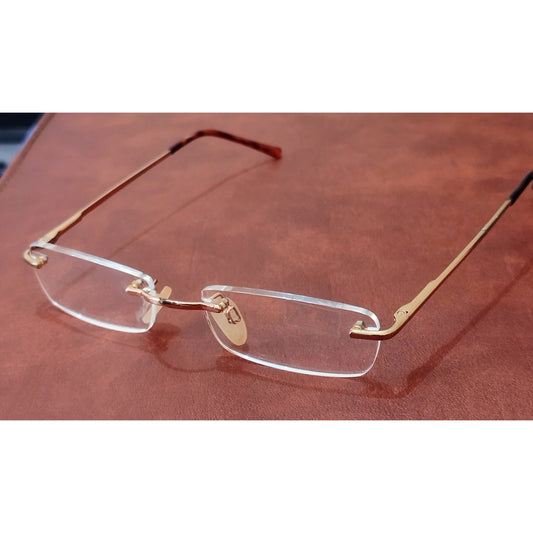 Gold Rectangle Rimless Reading glasses