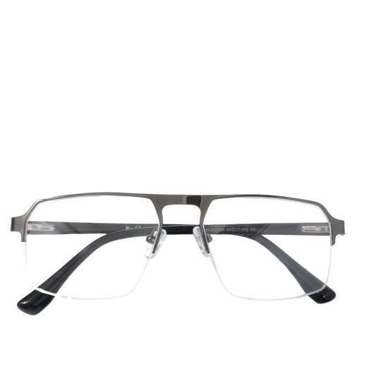 Luxury Executive Rectangle Grey Supra Half Frame Glasses