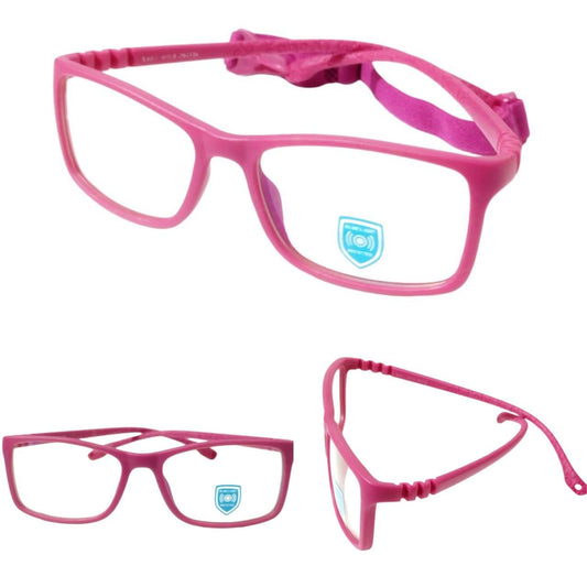 Magenta Unbreakable Kids Flexible Rectangle Glasses Age 4 to 8 Years