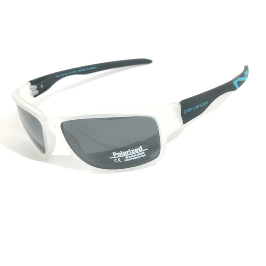 Matt White Wraparound Polarized Sunglasses