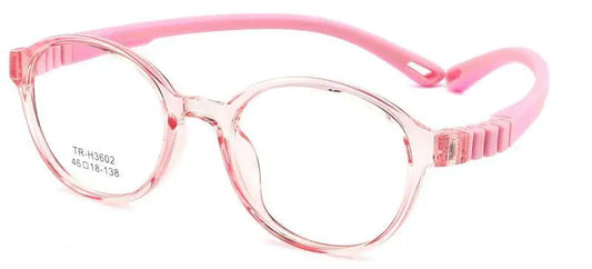 Pink Round Kids Unbreakable Glasses TR 6802 for 6 - 10 Year Old