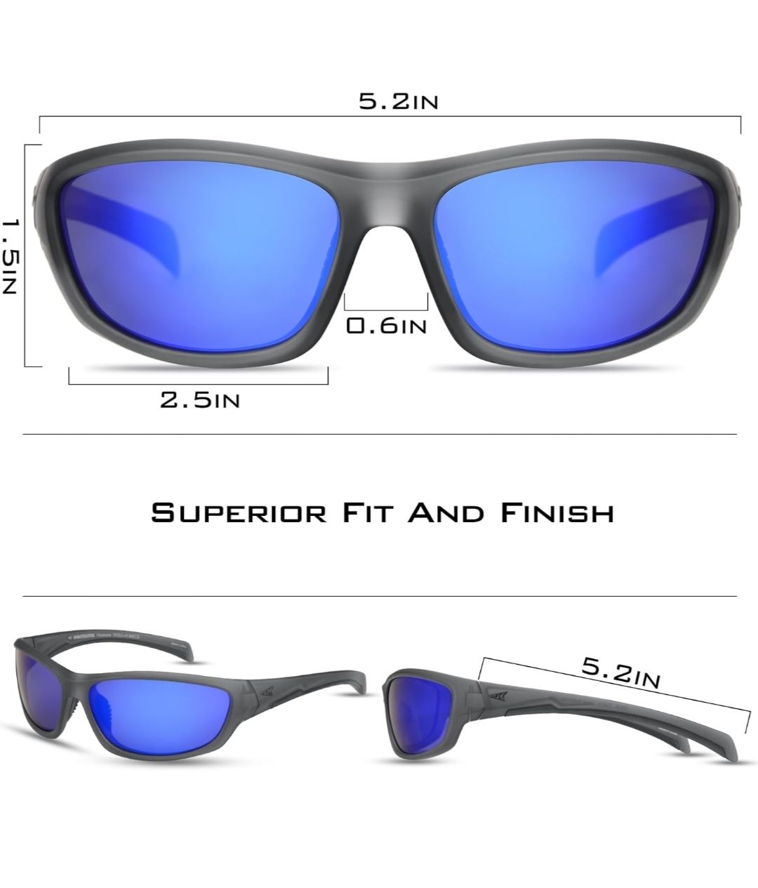 Polarized Sports Sunglasses for Men and Women Wraparound Cat 3 Sunglasses for Cycling and Running UV Protection Dimensions