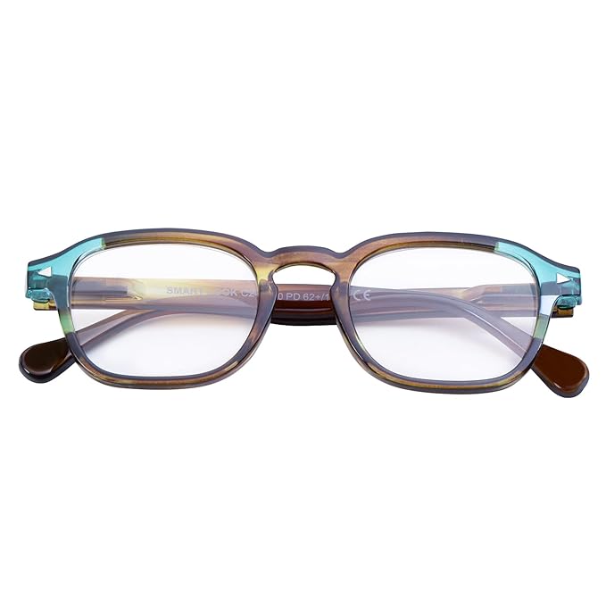 Luxury Gradient Brown to Aqua Rectangular Glasses with Blue Light Filter - Reading - Progressive-Single Vision